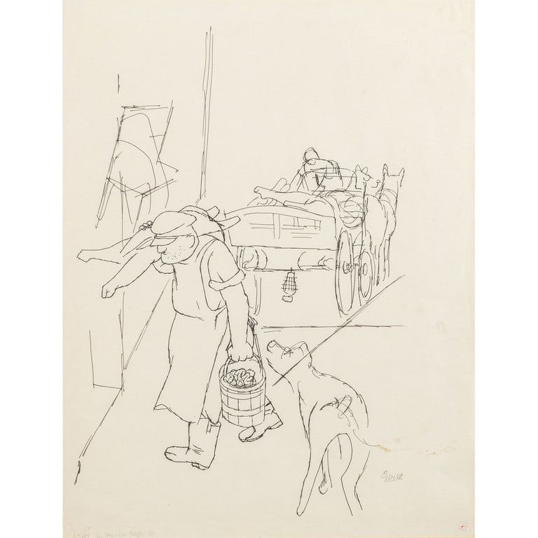 GEORGE GROSZ (1893-1959) Der Weg Allen: GEORGE GROSZ (1893-1959) Der Weg Allen Fleisches 10 1929 circa inchiostro su carta cm 60x46,2 firmato in basso a destra titolato in basso a sinistra sul retro: timbro dell'Estate N. 3-104-8 etichetta