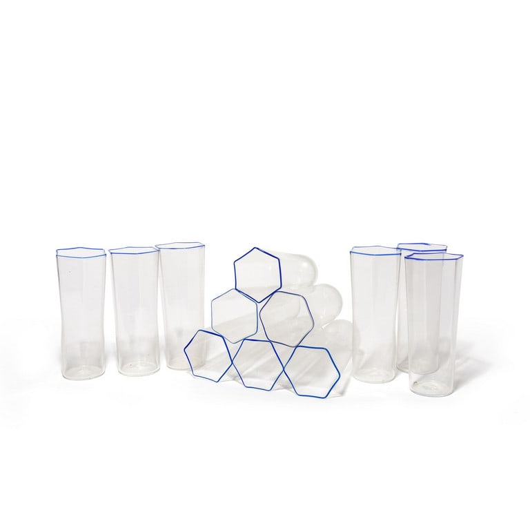 MURANO, 1930 circa. 12 bicchieri esagonali in (1 of 3)