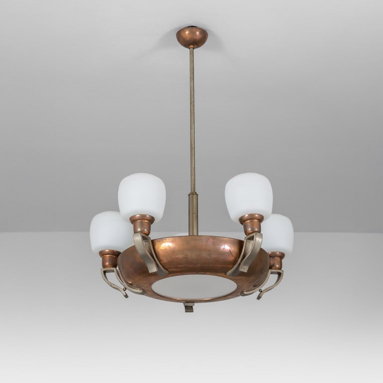 UNA LAMPADA A SOSPENSIONE, anni '50. Rame, (1 of 1)