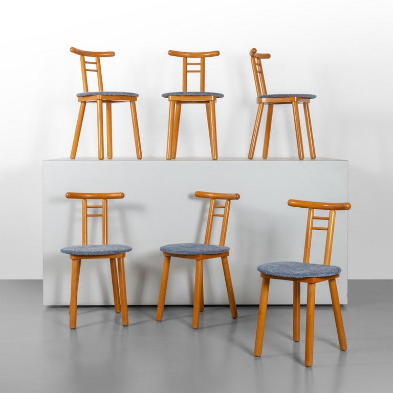 SEI SEDIE, anni '70. Legno di faggio, sedute (1 of 2)