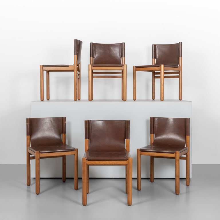 SEI SEDIE, anni '70. Legno di rovere, (1 of 1)