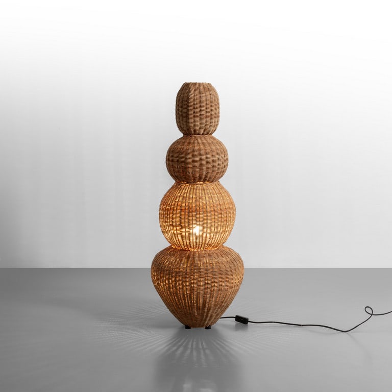 UNA LAMPADA DA TERRA, anni '80. Midollino (1 of 4)