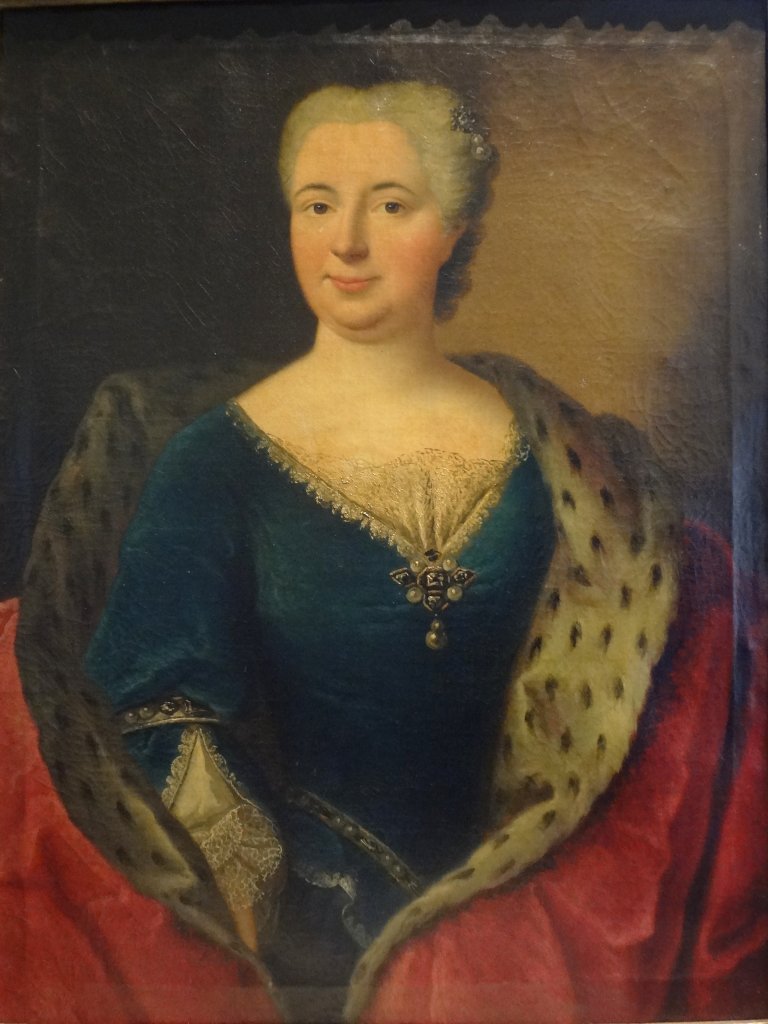 Scuola toscana sec.XVIII "Ritratto di dama" olio: Scuola toscana sec.XVIII "Ritratto di dama" olio in cornice in legno intagliato e dorato
