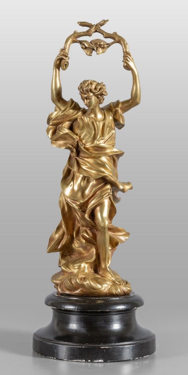Figura allegorica, scultura in bronzo dorato, (1 of 2)