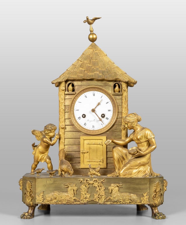 Orologio in bronzo dorato, due figure (1 of 3)