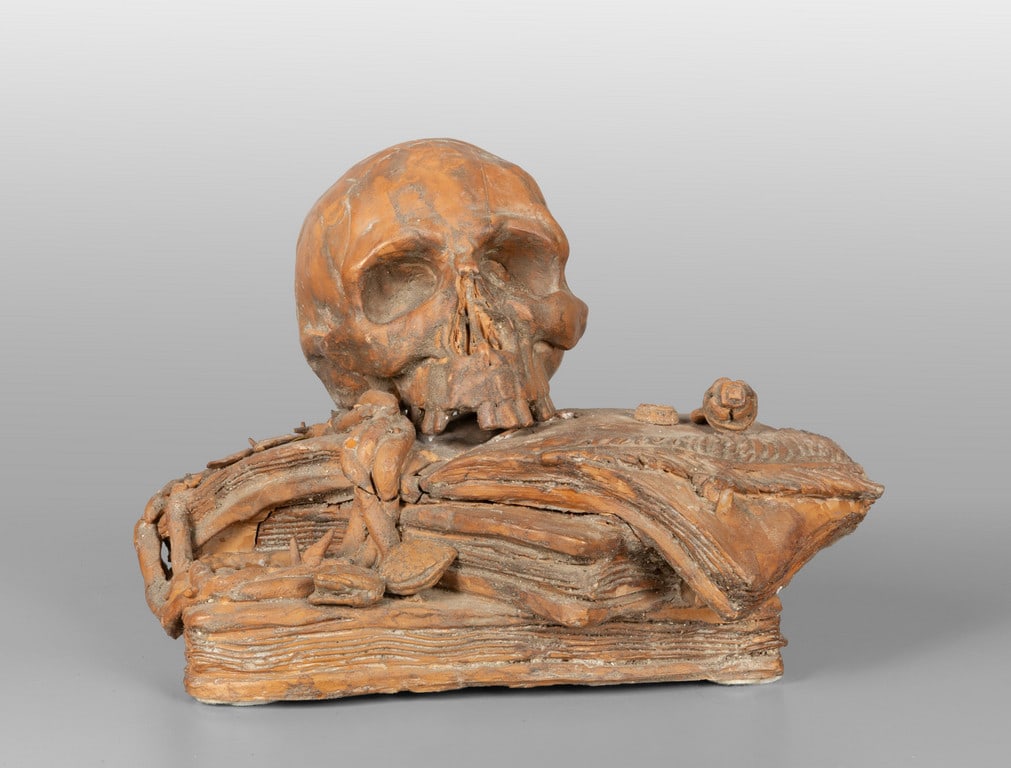Memento mori con libro, gruppo in terracotta, (1 of 2)