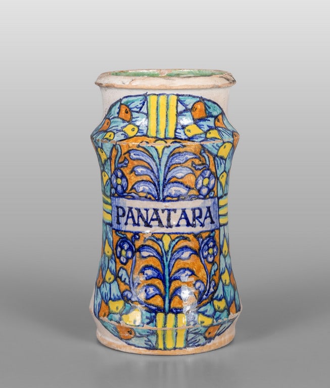 Albarello in maiolica policroma con decoro (1 of 1)