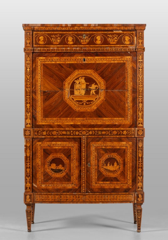 Secretaire Luigi XVI lastronato in palissandro e (1 of 4)