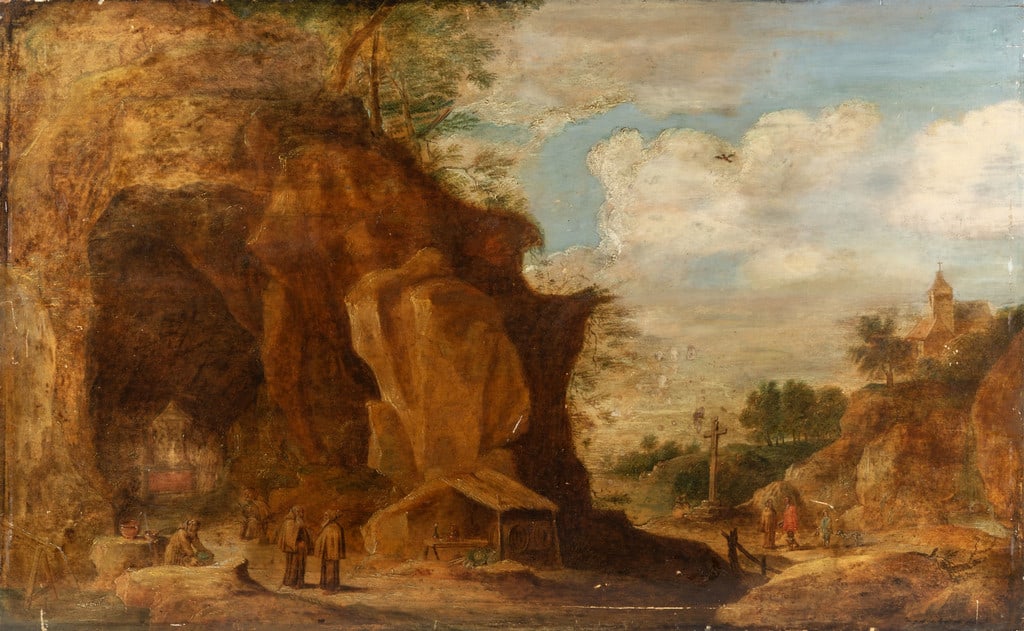 Scuola fiamminga sec.XVII "Paesaggio animato con (1 of 2)
