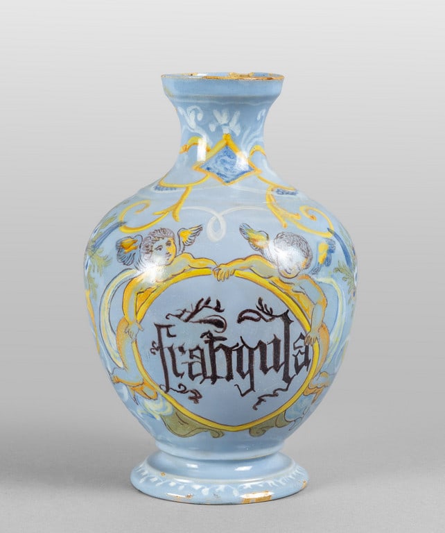 Bottiglia in ceramica decorata con profili su (1 of 2)