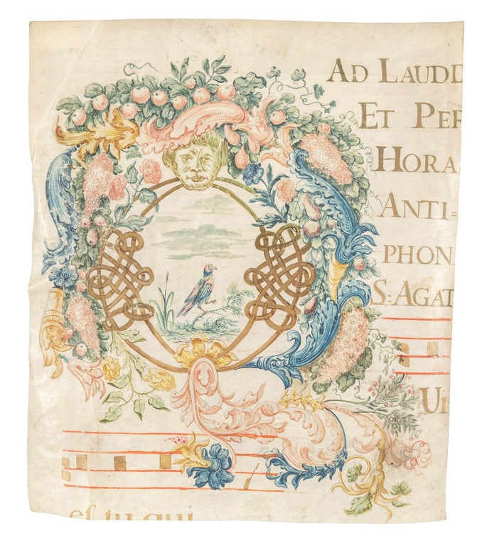 Miniatura di antifonario su pergamena con la (1 of 2)