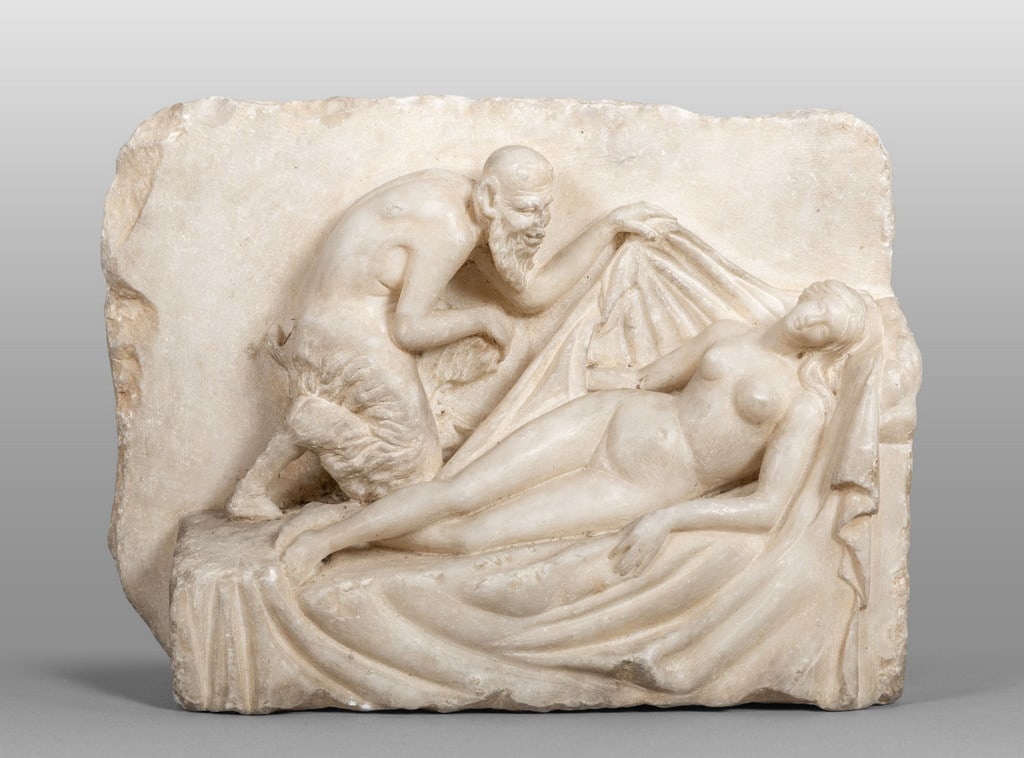 Venere con satiro, altorilievo in marmo, (1 of 1)