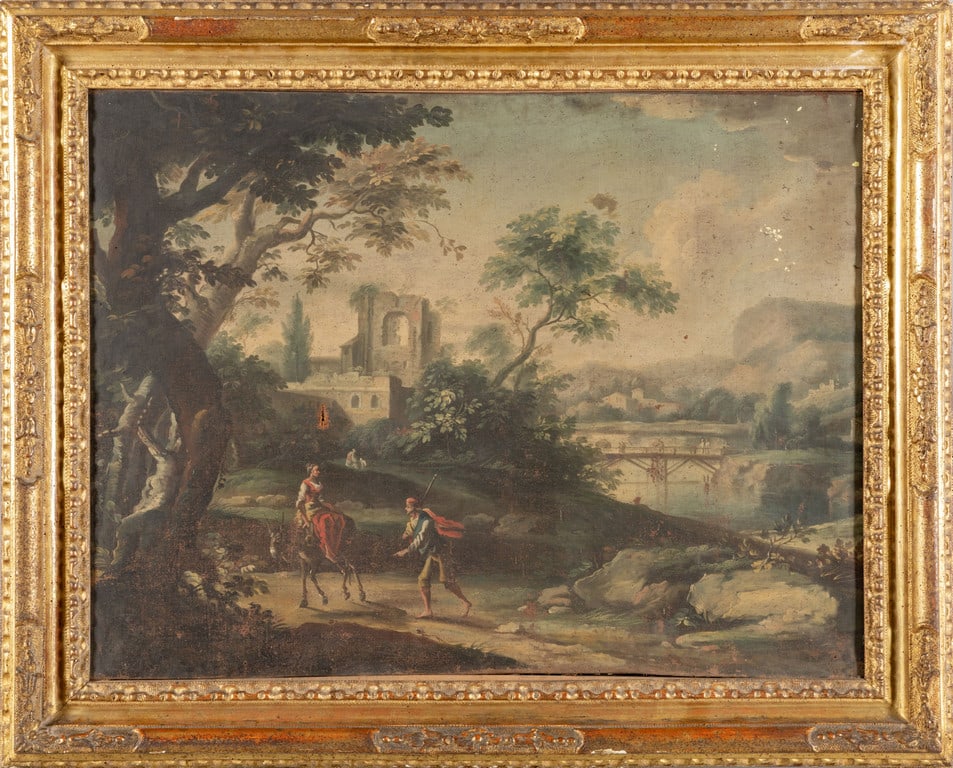 Scuola veneta sec.XVIII "Paesaggio con rovine e (1 of 2)