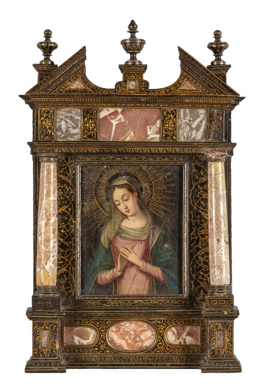 Altarolo in legno ebanizzato e marmo con (1 of 2)