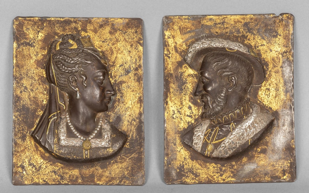 Coppia di profili ad altorilievo in bronzo ed (1 of 1)
