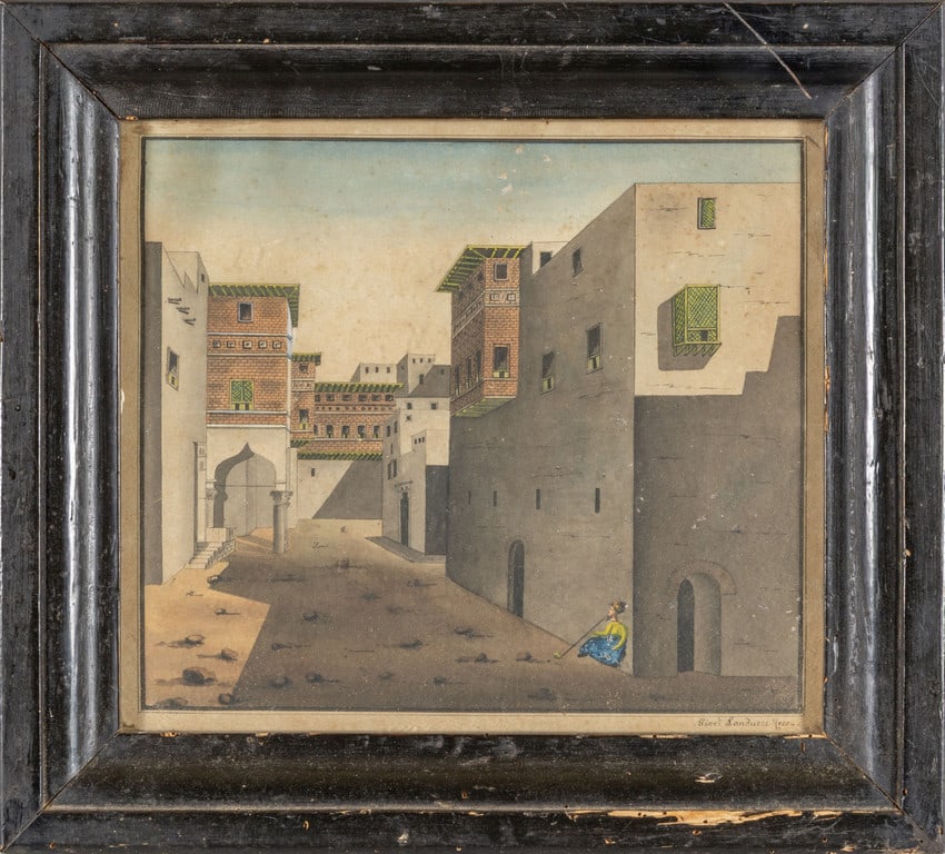 G.Landucci Paesaggio orientalista: G.Landucci Paesaggio orientalista acquarello cm.26x22 f.to