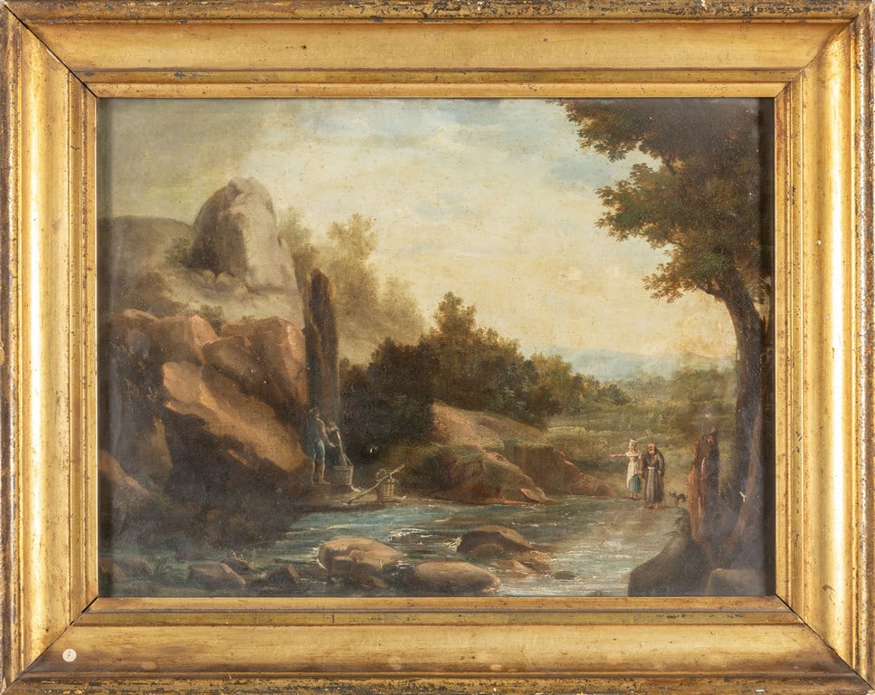 Scuola italiana sec.XIX Alla fonte olio cm. (1 of 2)