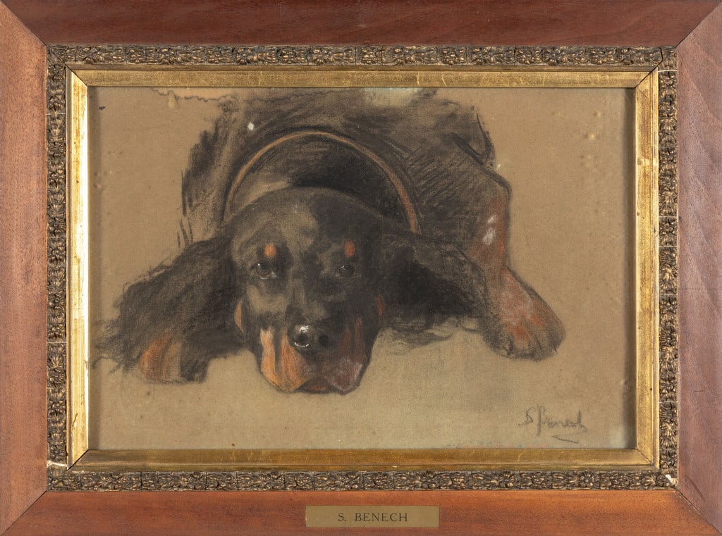 STEFANO BENECH (1884-1978) Setter pastello: STEFANO BENECH (1884-1978) Setter pastello su carta cm.40x29 f.to in b. a ds.