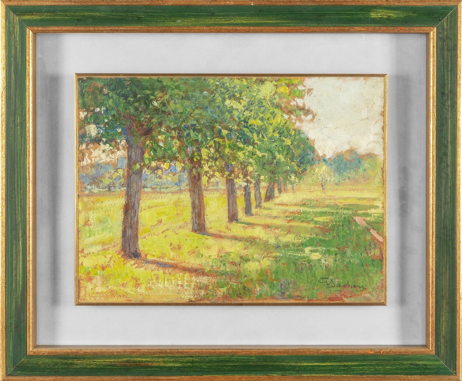 GIUSEPPE SACHERI (1863-1950) Gelsi olio su: GIUSEPPE SACHERI (1863-1950) Gelsi olio su cartoncino cm.38x27 f.to in b.a ds