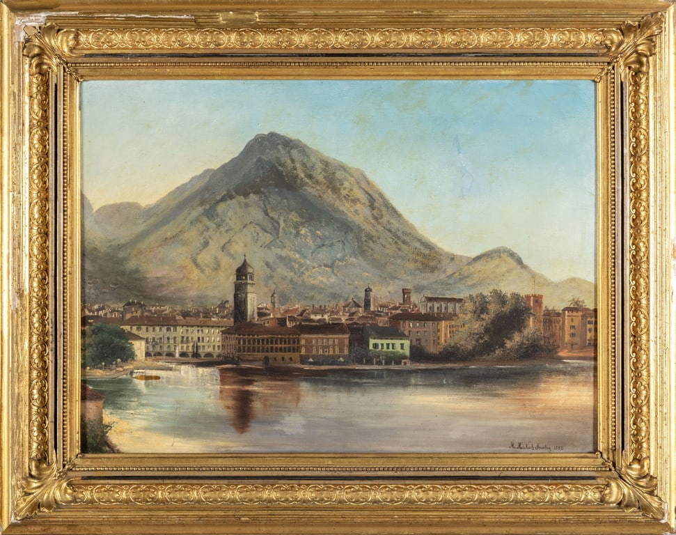 Marie Kratka Veduta di lago" olio f.to e: Marie Kratka Veduta di lago" olio f.to e d.to 1885