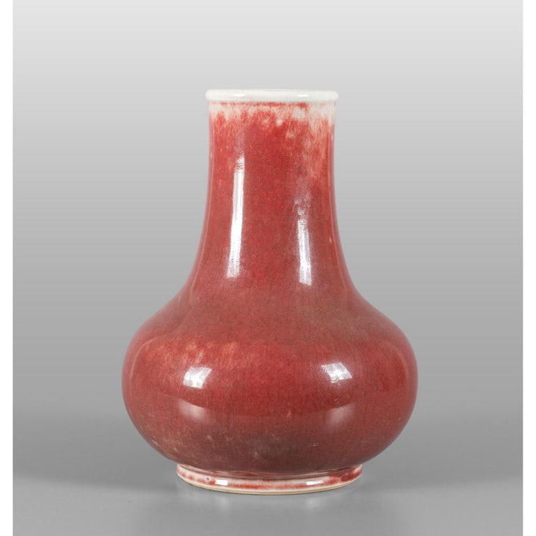 Vaso in porcellana sangue di bue a collo largo, (1 of 2)