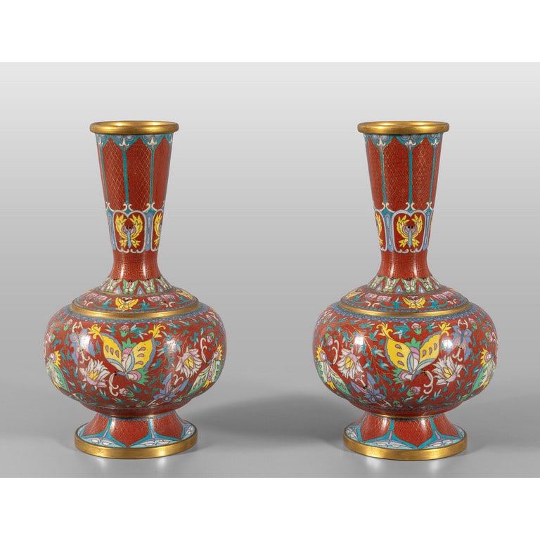 Coppia di vasi cloisonnè, Cina sec.XX h.cm.23 (1 of 1)