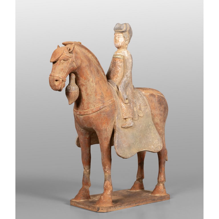 Donna a cavallo, scultura in terracotta (1 of 3)