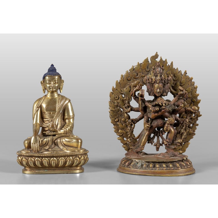 Due figure in bronzo dorato, Tibet (1 of 2)