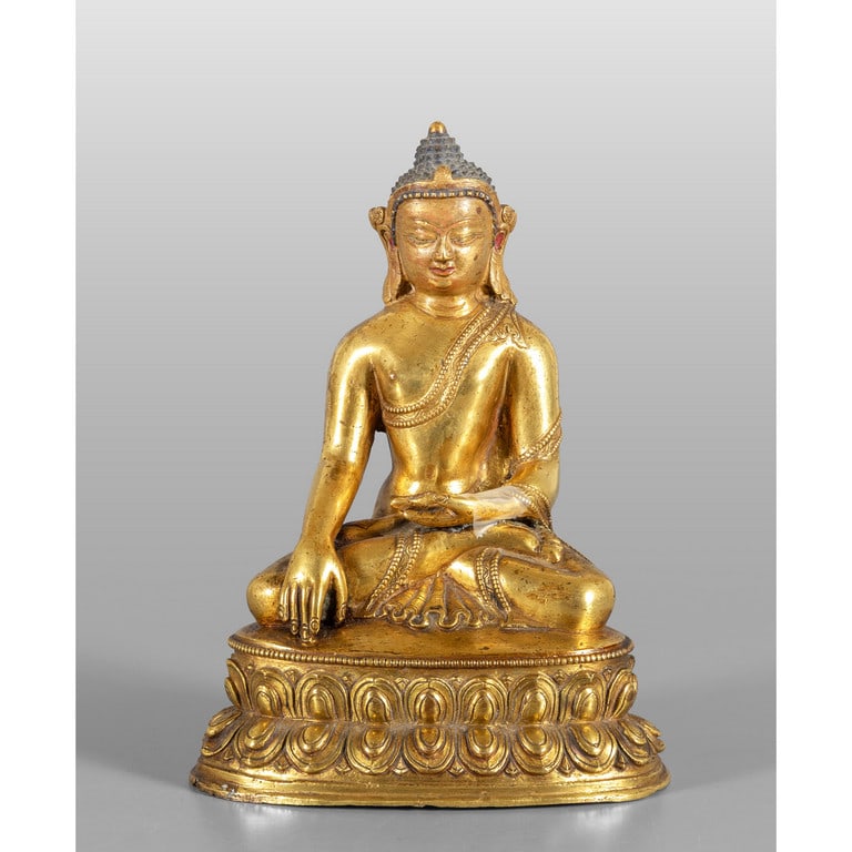 Buddha, scultura in bronzo dorato, Cina dinastia (1 of 3)
