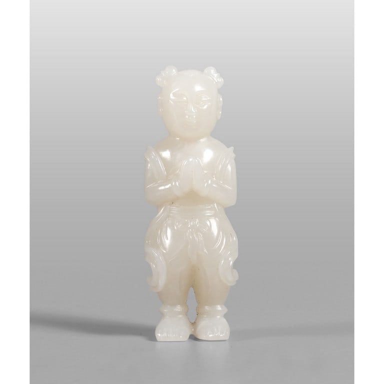 Bambino, scultura in giada bianca, Cina (1 of 2)