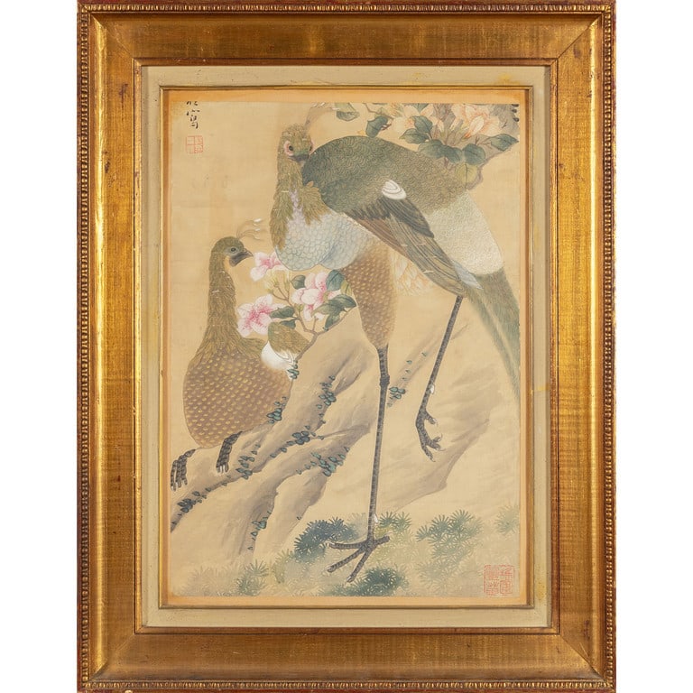 "Peonie ed uccelli" tempera su carta, Cina (1 of 1)