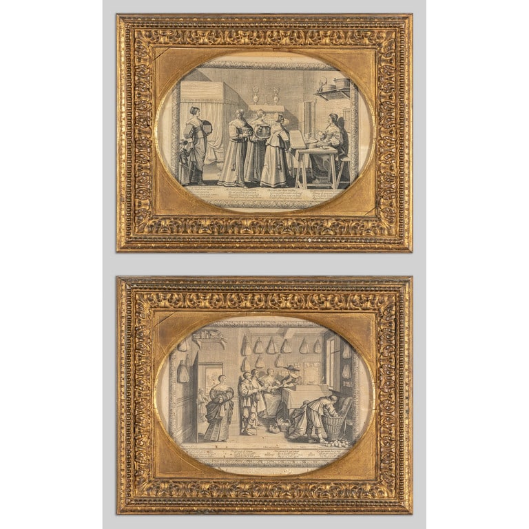 Coppia di stampe raffiguranti interni di cucina, (1 of 1)