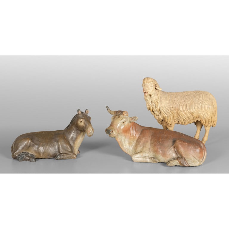 Pecora, bue e asinello, tre sculture da presepe (1 of 1)
