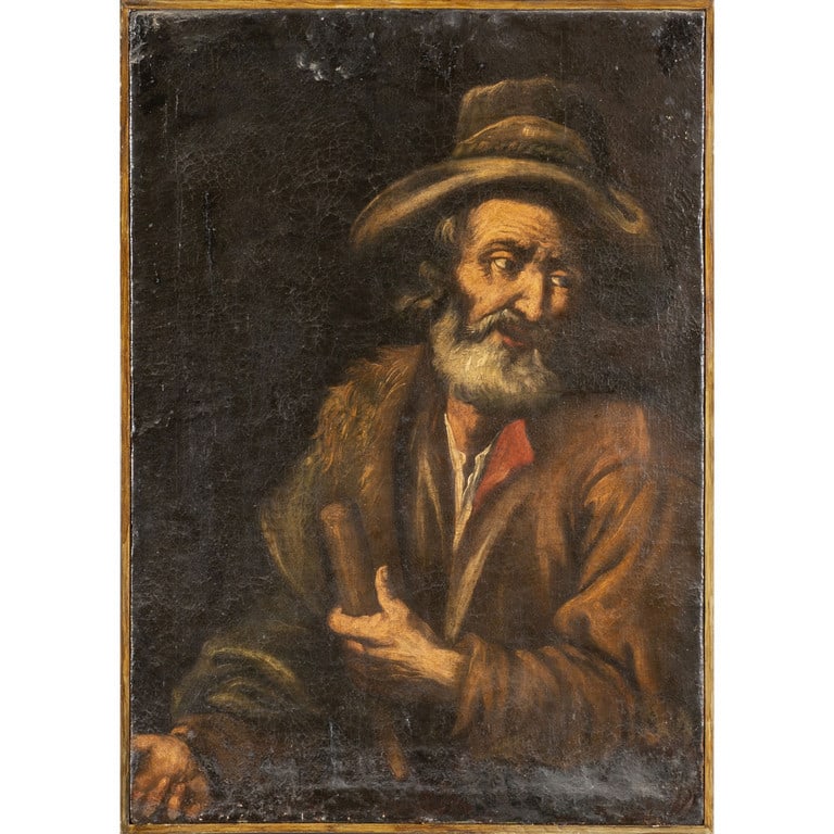 Scuola lombarda sec.XVII "Pastore" olio cm.: Scuola lombarda sec.XVII "Pastore" olio cm. 64x92