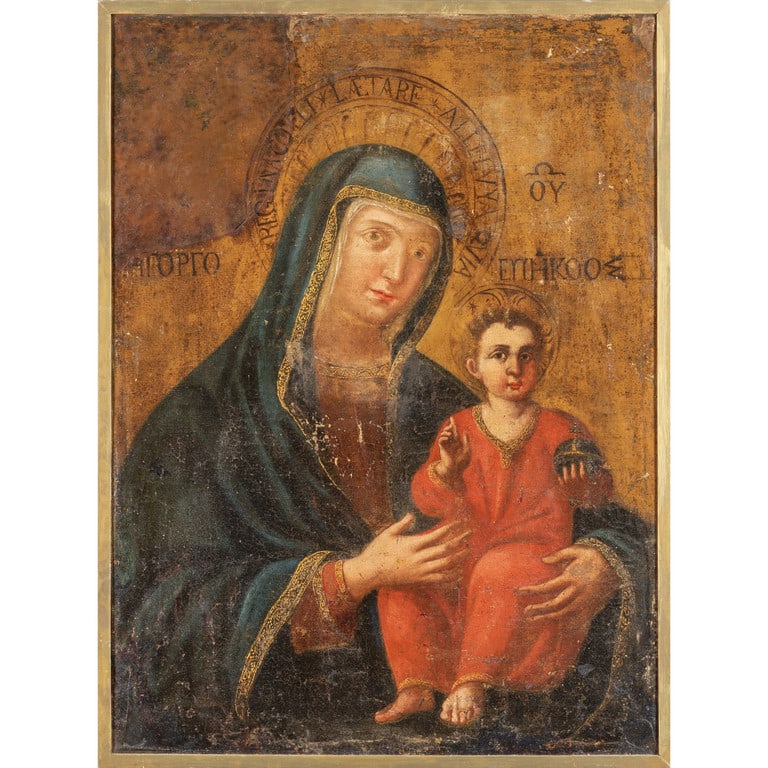Scuola dalmata sec.XVIII "Madonna con Bambino": Scuola dalmata sec.XVIII "Madonna con Bambino" olio cm. 74x100