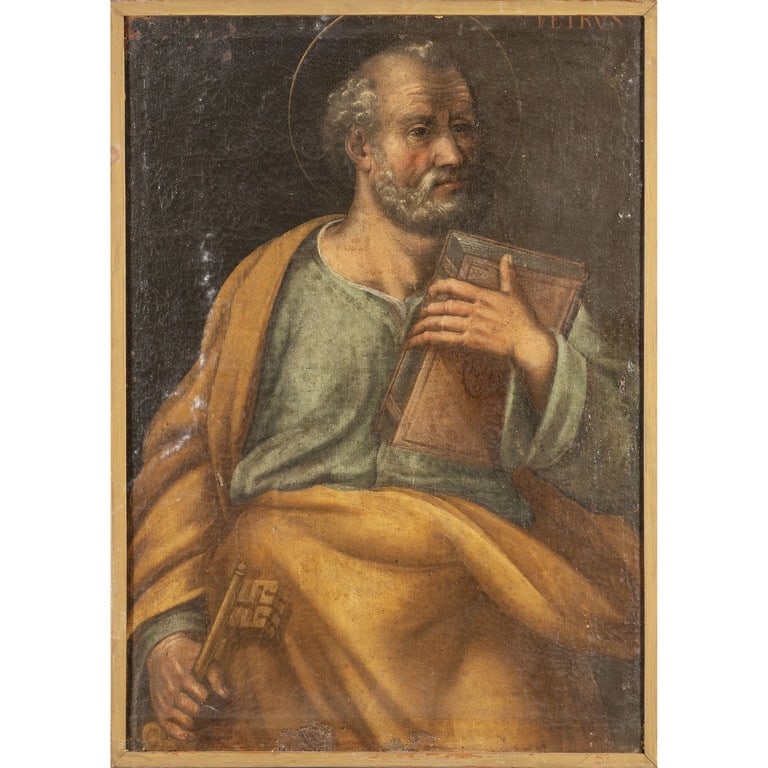Scuola lombarda sec.XVII "San Pietro" olio cm. (1 of 2)