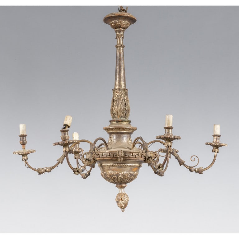 Lampadario Luigi XVI a sei luci in legno (1 of 1)