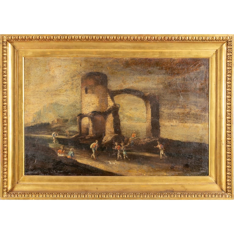 Scuola genovese sec.XVII "Paesaggio con rovine (1 of 2)