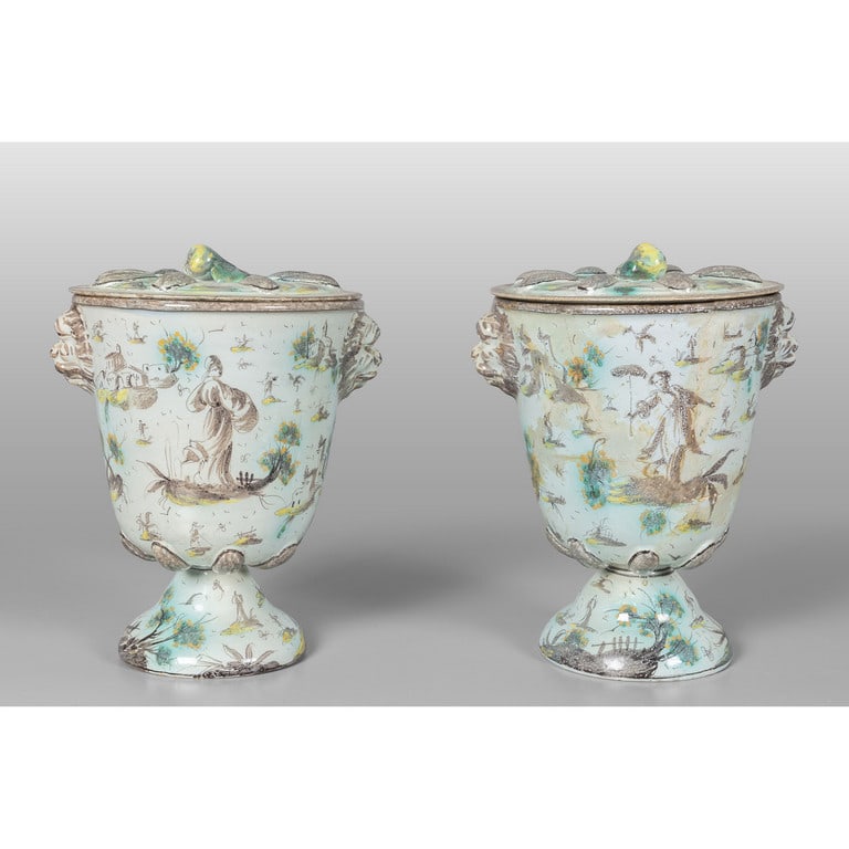 Coppia di grandi vasi in ceramica decorati in (1 of 2)