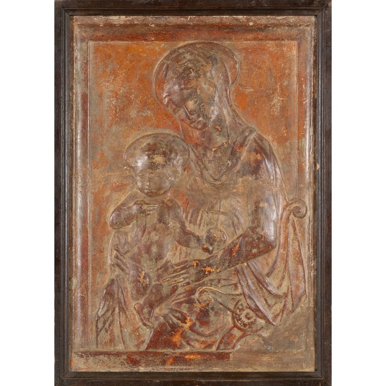 Madonna con Bambino, bassorilievo,: Madonna con Bambino, bassorilievo, sec.XVIII cm.29x43, restauri