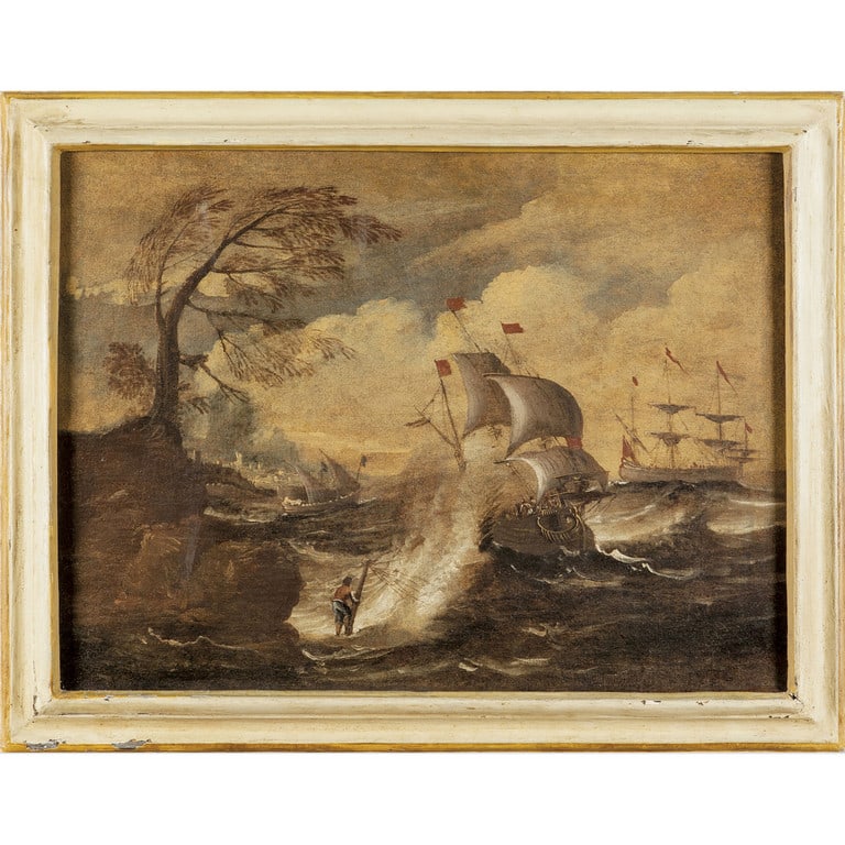 Scuola genovese sec.XVIII "Marina con galeone" (1 of 1)