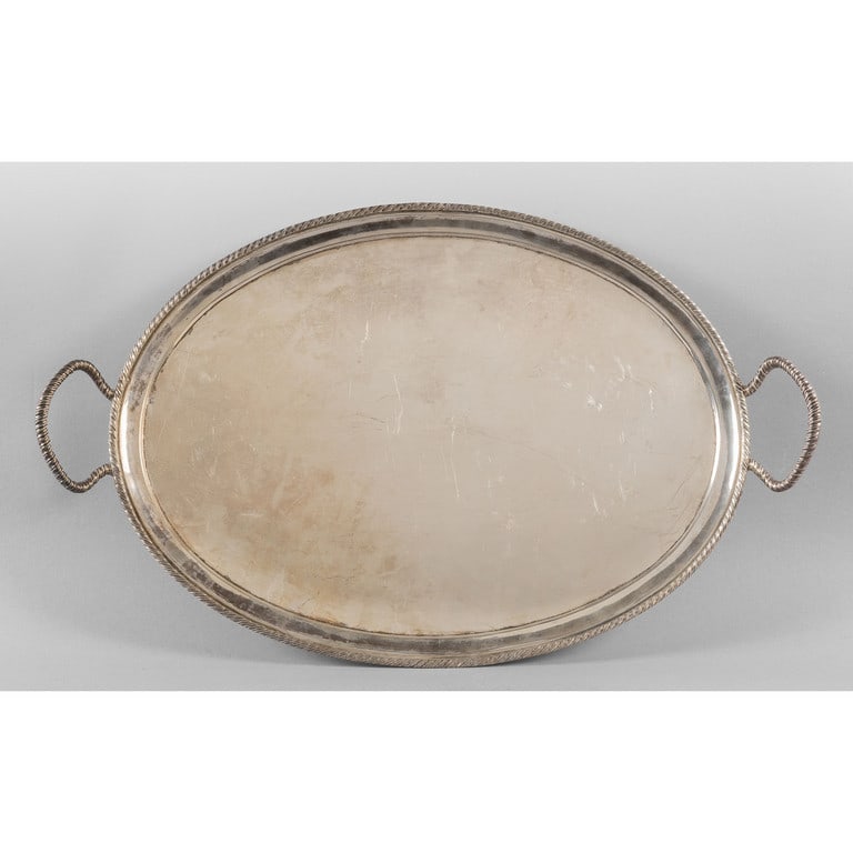 Grande vassoio in argento con manici cm.60x39, (1 of 1)