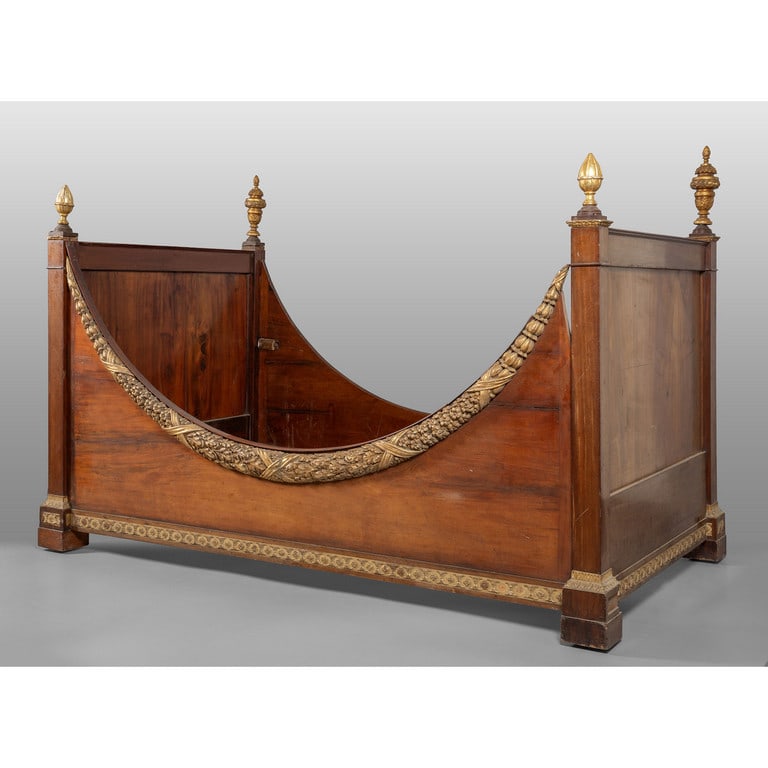 Letto Impero lastronato in ciliego, ricca (1 of 2)