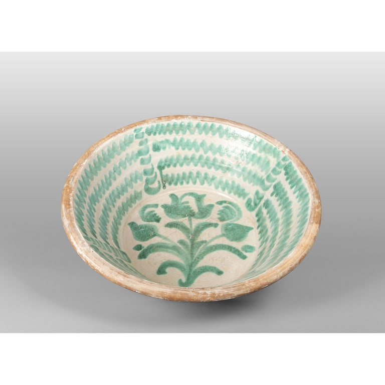 Grande catino in ceramica a decorazione verde: Grande catino in ceramica a decorazione verde detto Lebrillo cm.64xh.20