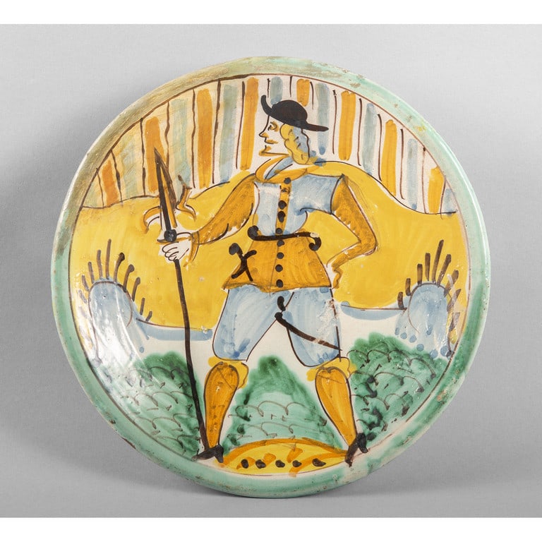 Piatto in ceramica decorato in policromia con (1 of 1)