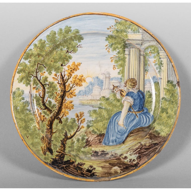 Piatto in ceramica decorato in policromia con (1 of 1)