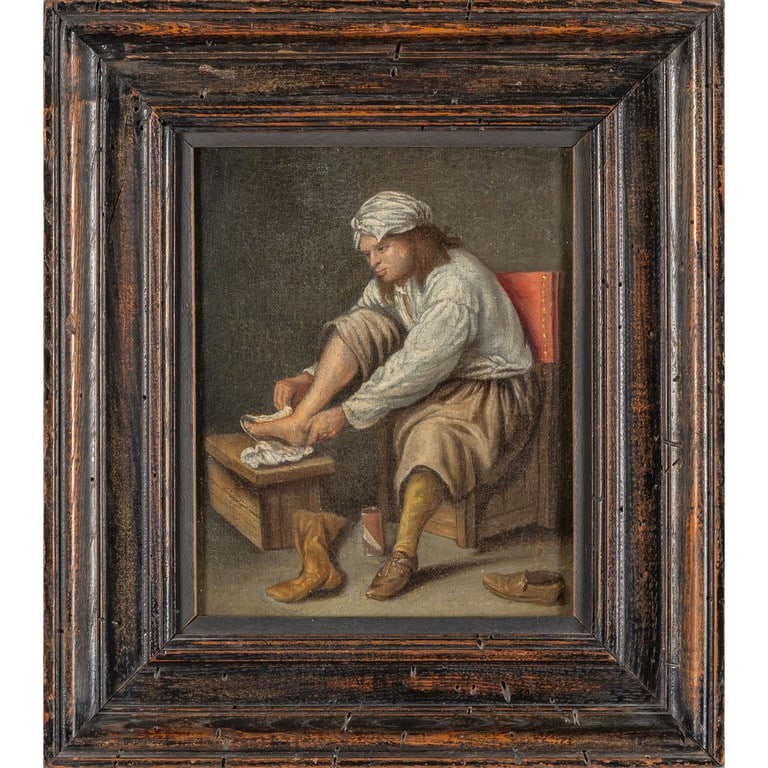 Scuola fiamminga sec.XVIII "Figura in un interno" (1 of 2)
