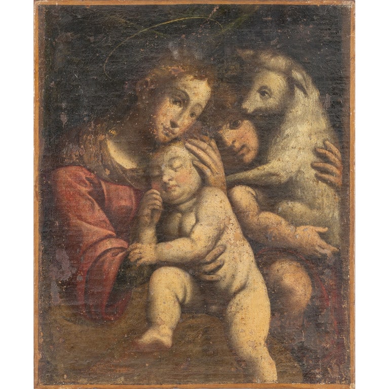 Scuola italiana sec.XVII "Madonna con San: Scuola italiana sec.XVII "Madonna con San Giovannino" olio cm. 45x56