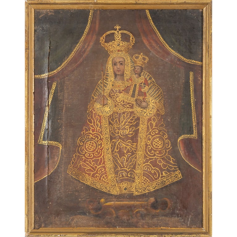 Scuola di Cuzco sec.XVIII "Madonna con Bambino": Scuola di Cuzco sec.XVIII "Madonna con Bambino" olio