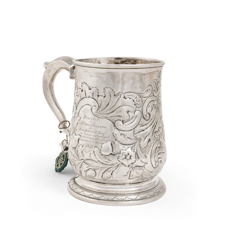 ISAAC COOKSON - Newcastle 1740 Boccale in argento: ISAAC COOKSON - Newcastle 1740 Boccale in argento sterling 925. Dimensioni 14 x 15 cm circa. Peso 515 g.
